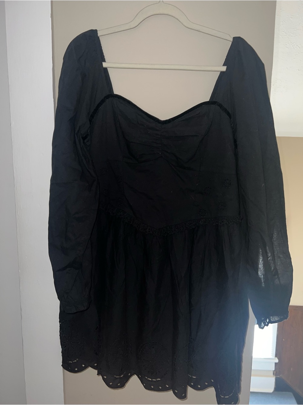 Black Long Sleeve, American Eagle Dress - Corset Ruffle